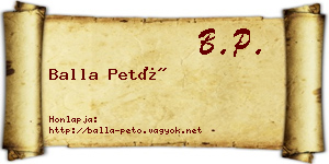 Balla Pető névjegykártya